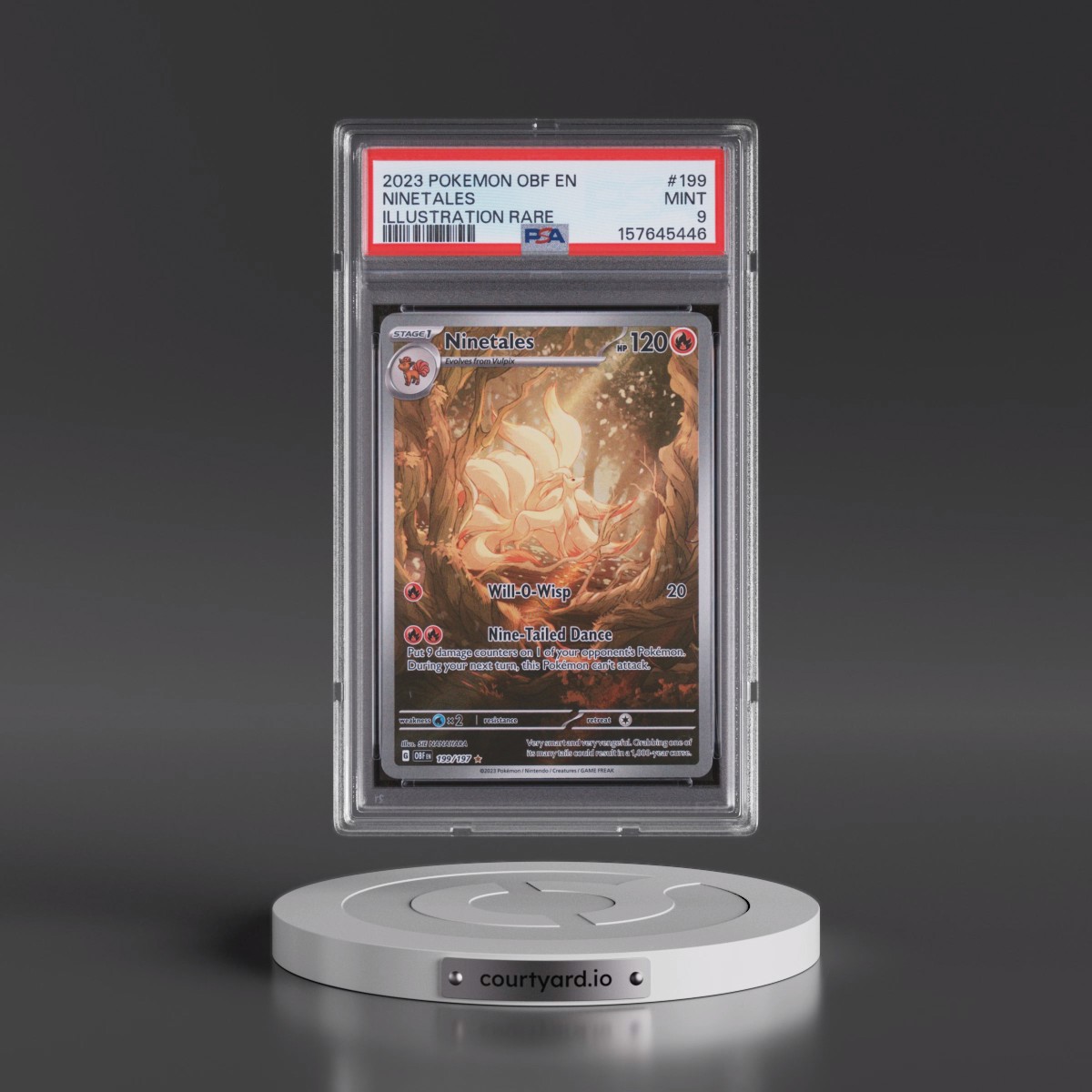 2023 Pokémon Obf EN-Obsidian Flames #199 Ninetales - Illustration Rare (PSA 9 MINT)