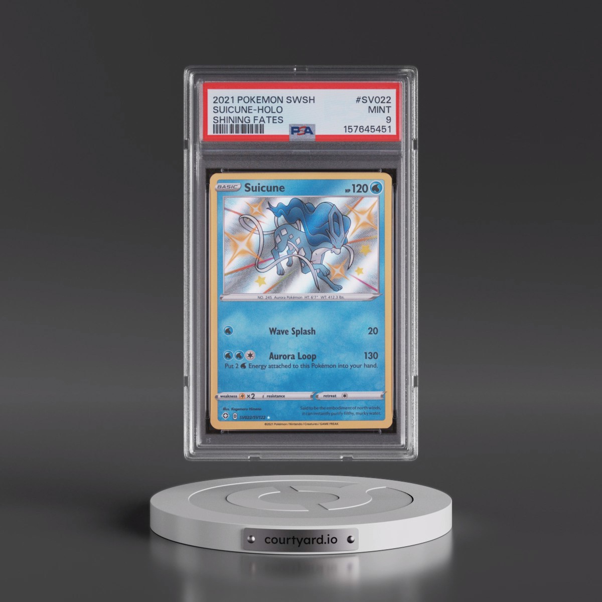 2021 Pokémon Sword & Shield Shining Fates #SV022 Suicune - Holo (PSA 9 MINT)