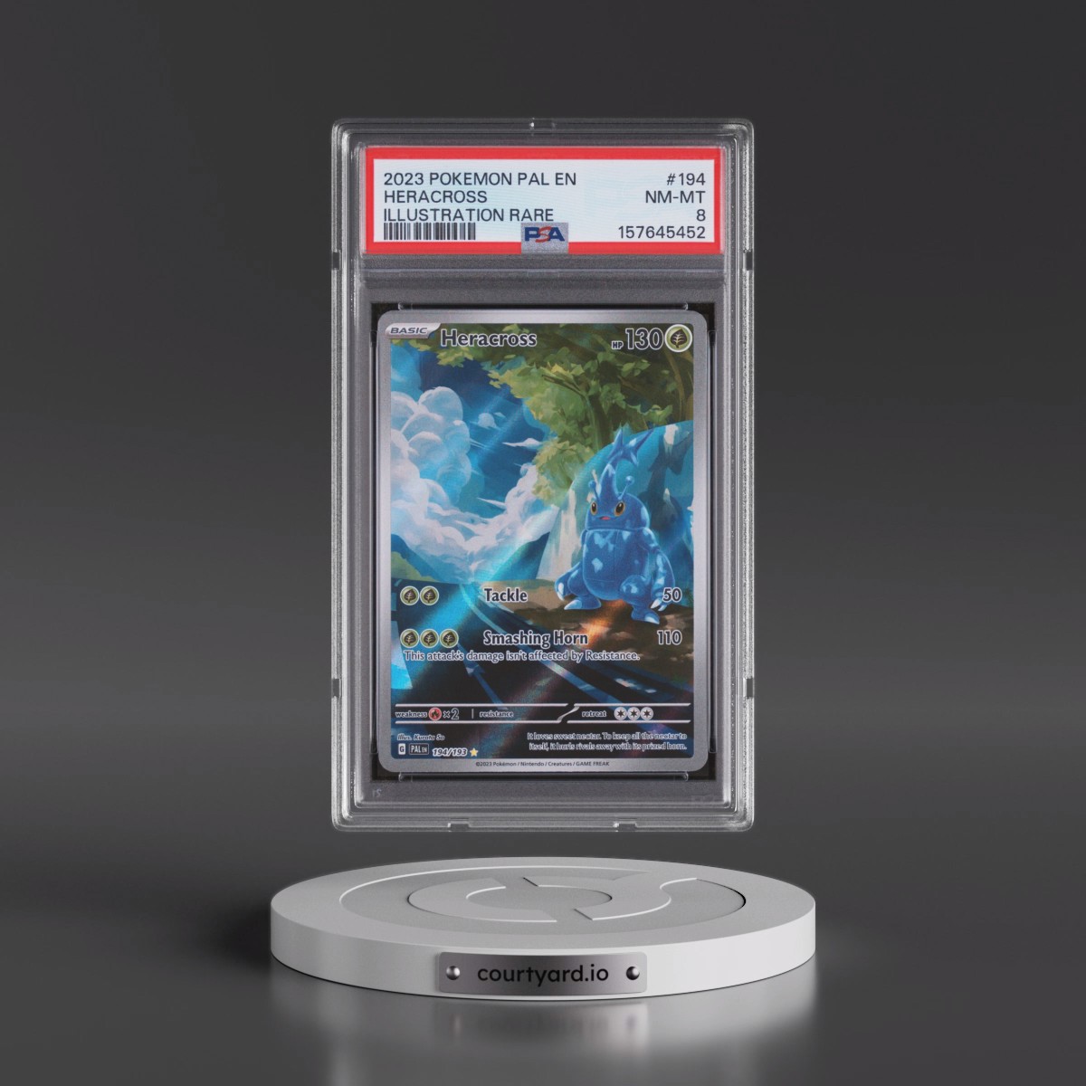 2023 Pokémon Pal EN-Paldea Evolved #194 Heracross - Illustration Rare (PSA 8 NM-MT)