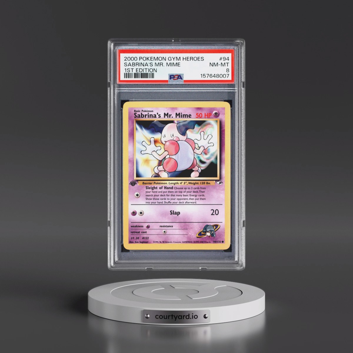2000 Pokémon Gym Heroes #94 Sabrina's Mr. Mime - 1st Edition (PSA 8 NM-MT)