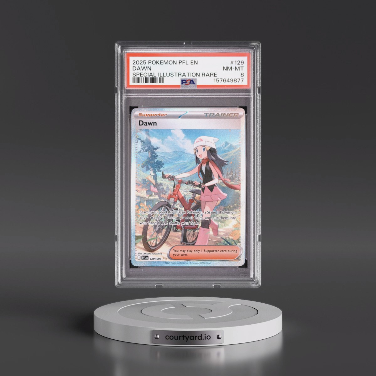 2025 Pokémon Pfl EN-Phantasmal Flames #129 Dawn - Special Illustration Rare (PSA 8 NM-MT)