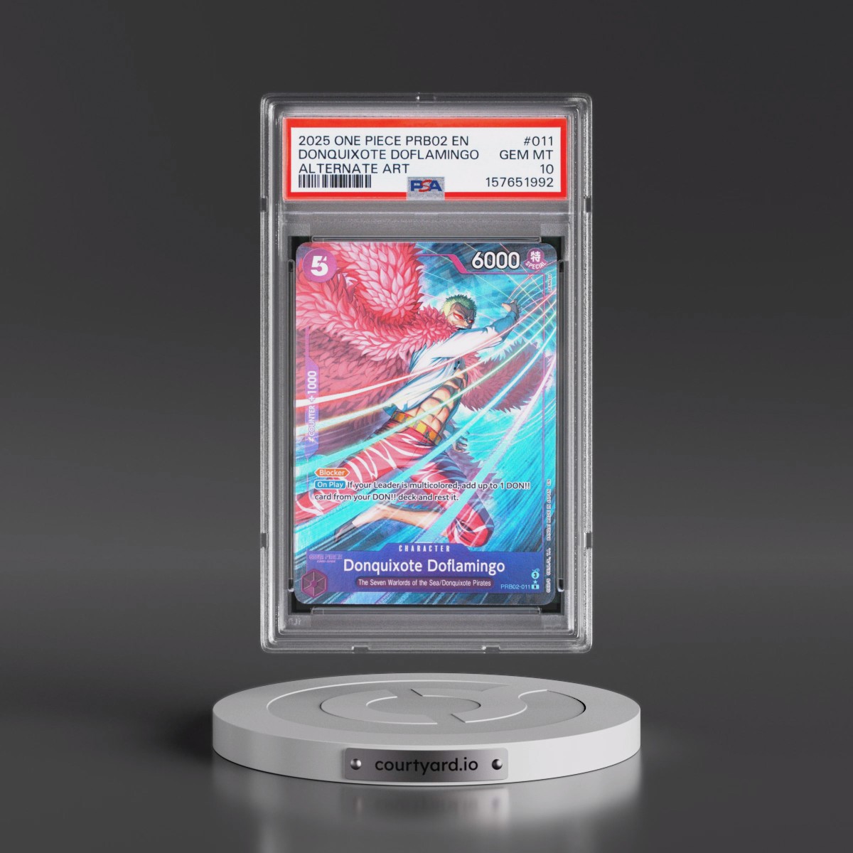 2025 One Piece PRB02-Premium Booster -One Piece Card the Best- Vol.2 #011 Donquixote Doflamingo - Alternate Art (PSA 10 GEM MINT)