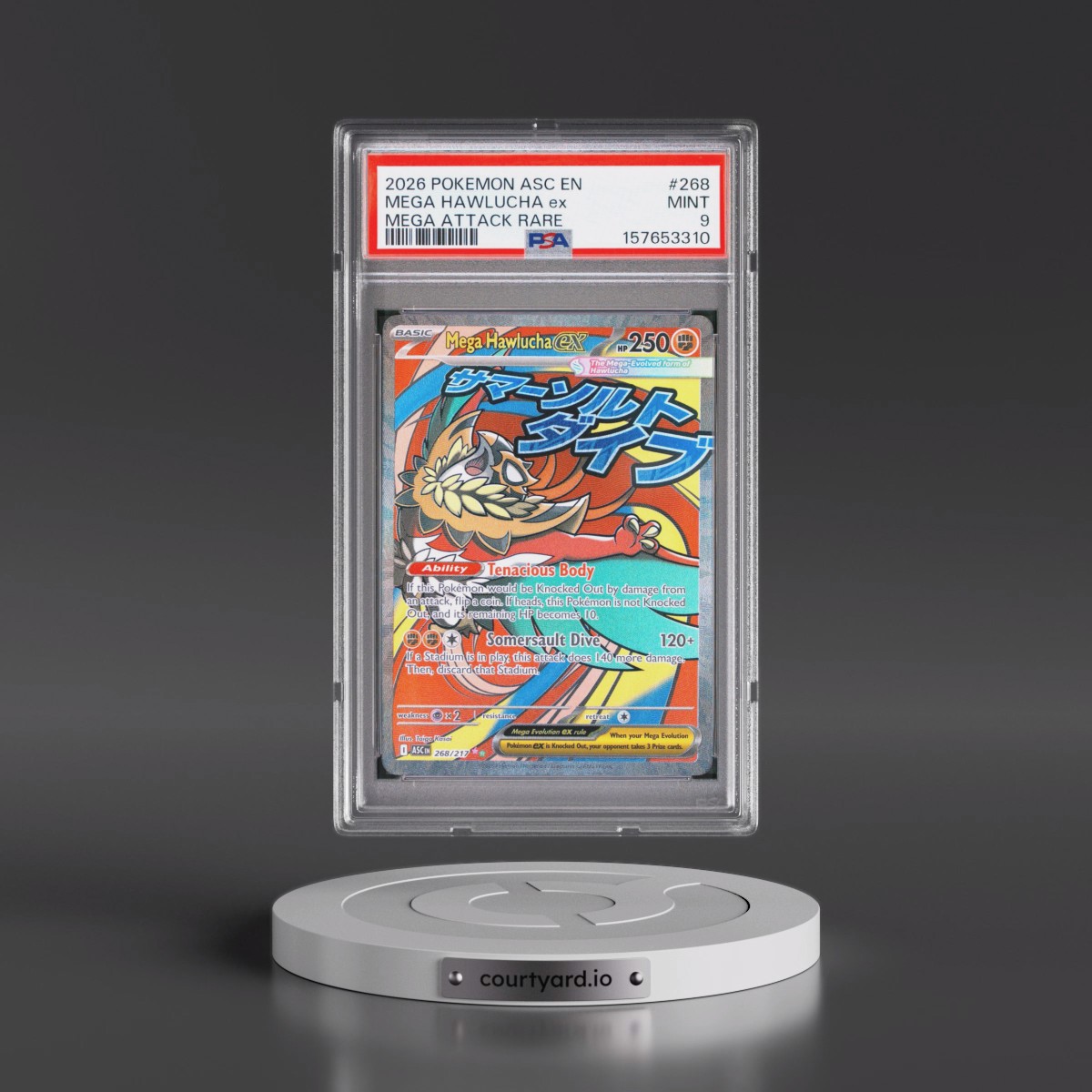 2026 Pokémon Asc EN-Ascended Heroes #268 Mega Hawlucha EX - Holo Mega Attack Rare (PSA 9 MINT)