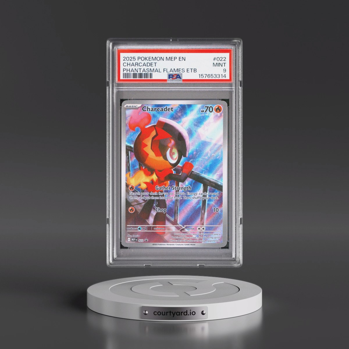 2025 Pokémon Mep EN-Me Black Star Promo #022 Charcadet - Phantasmal Flames Elite Trainer Box (PSA 9 MINT)