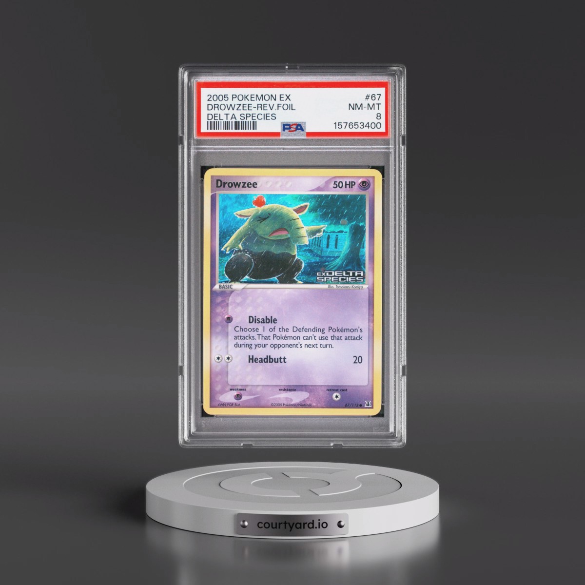 2005 Pokémon EX Delta Species #67 Drowzee - Reverse Foil (PSA 8 NM-MT)