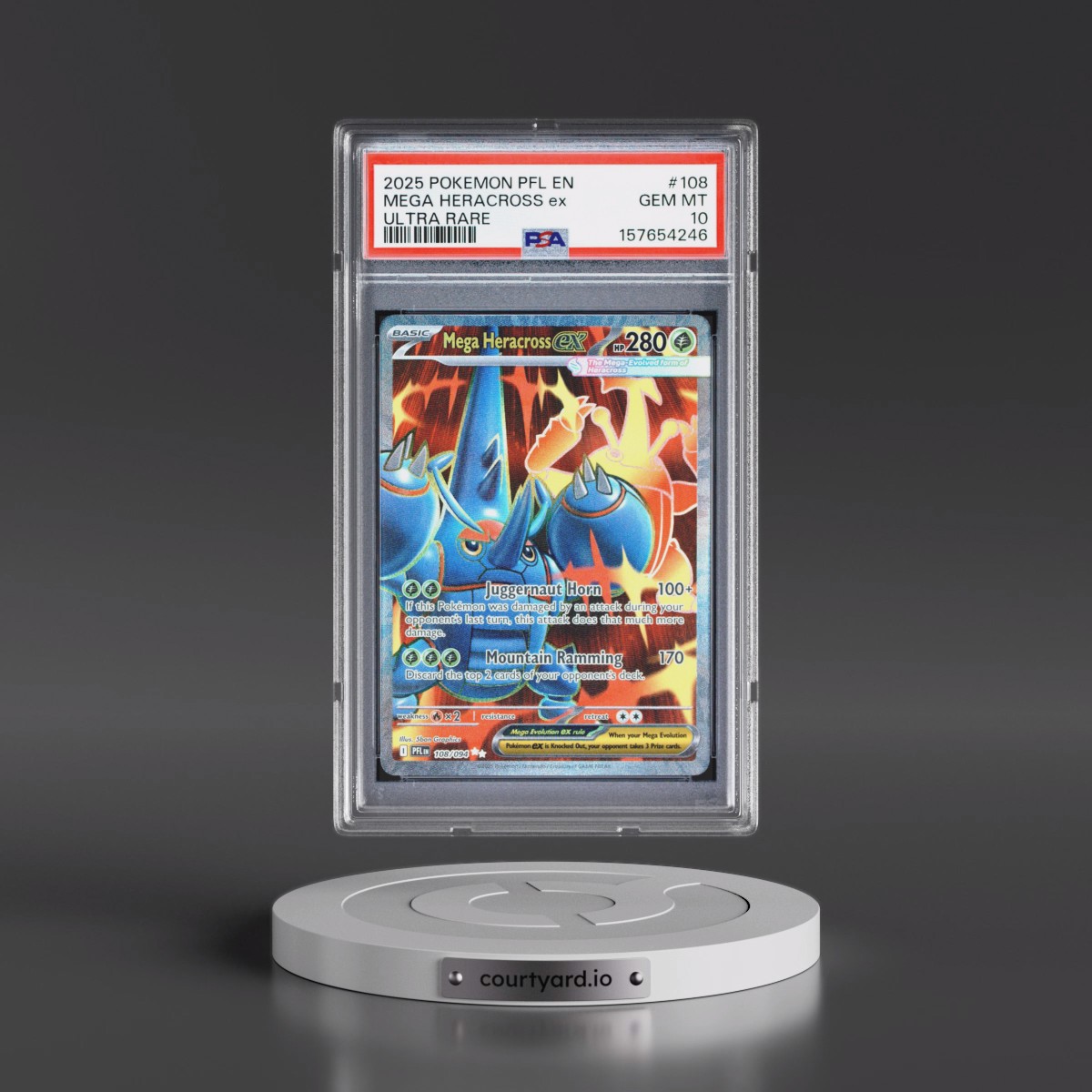 2025 Pokémon Pfl EN-Phantasmal Flames #108 Mega Heracross EX - Holo Ultra Rare (PSA 10 GEM MINT)