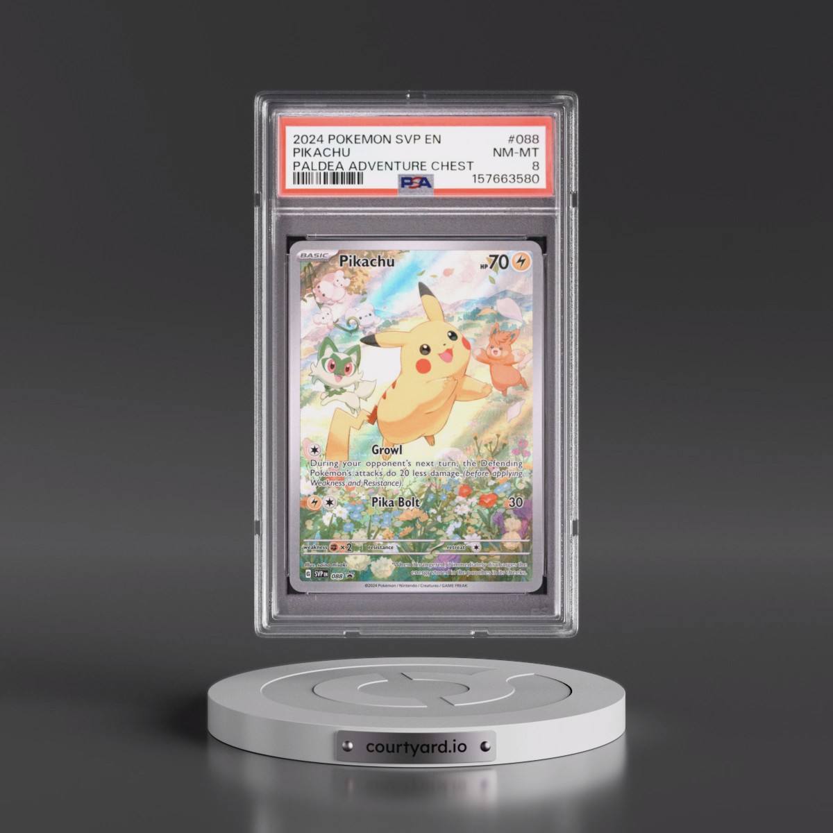 2024 Pokémon Svp EN-SV Black Star Promo #088 Pikachu - Paldea Adventure Chest (PSA 8 NM-MT)