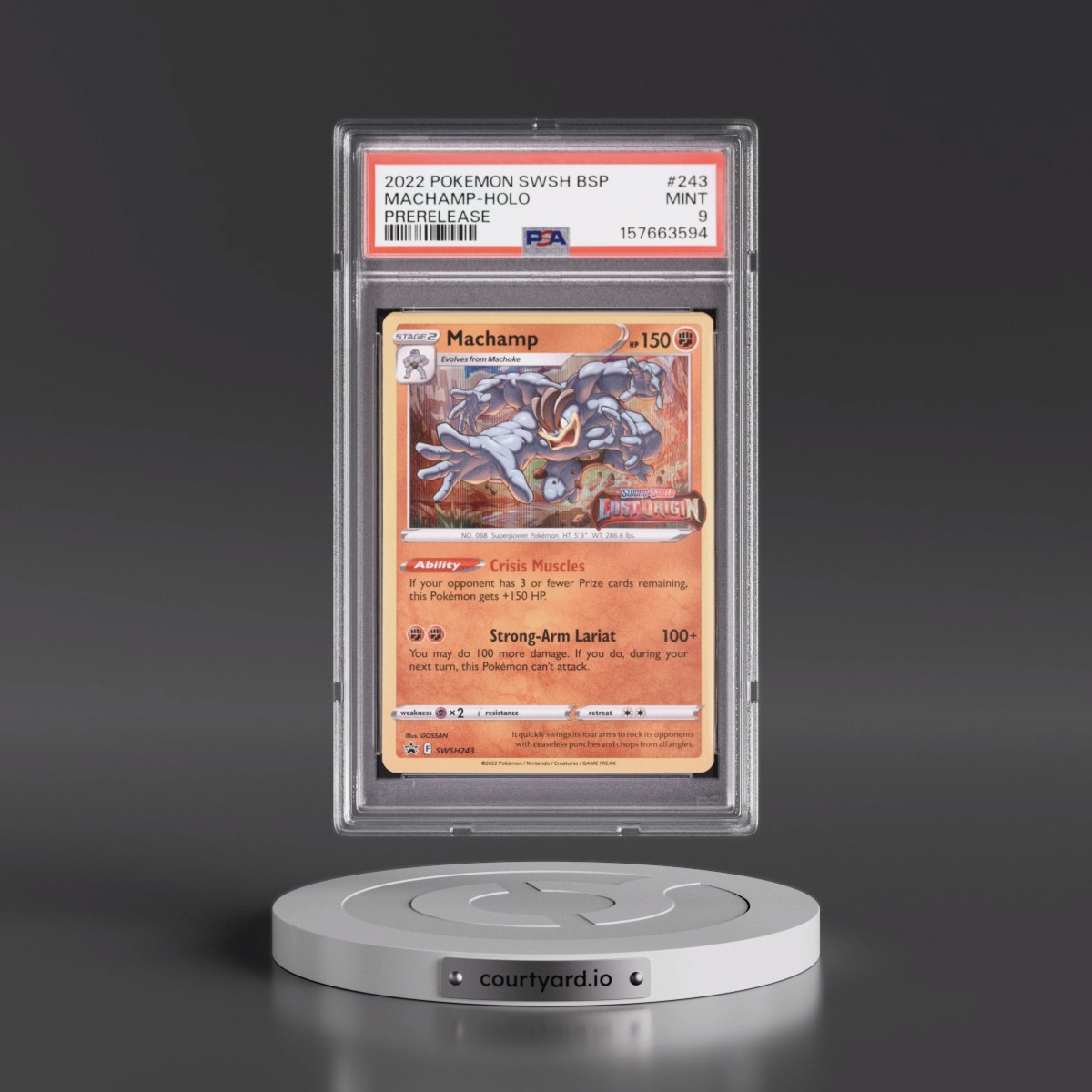 2022 Pokémon Swsh Black Star Promo #243 Machamp - Holo Prerelease (PSA 9 MINT)