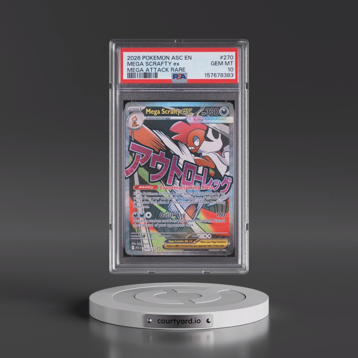 2026 Pokémon Asc EN-Ascended Heroes #270 Mega Scrafty EX - Holo Mega Attack Rare (PSA 10 GEM MINT)