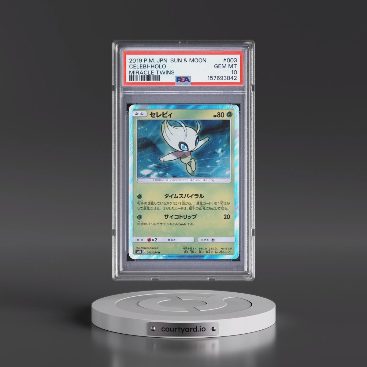 2019 Pokémon Sun & Moon Miracle Twins #003 Celebi - Holo (PSA 10 GEM MINT)