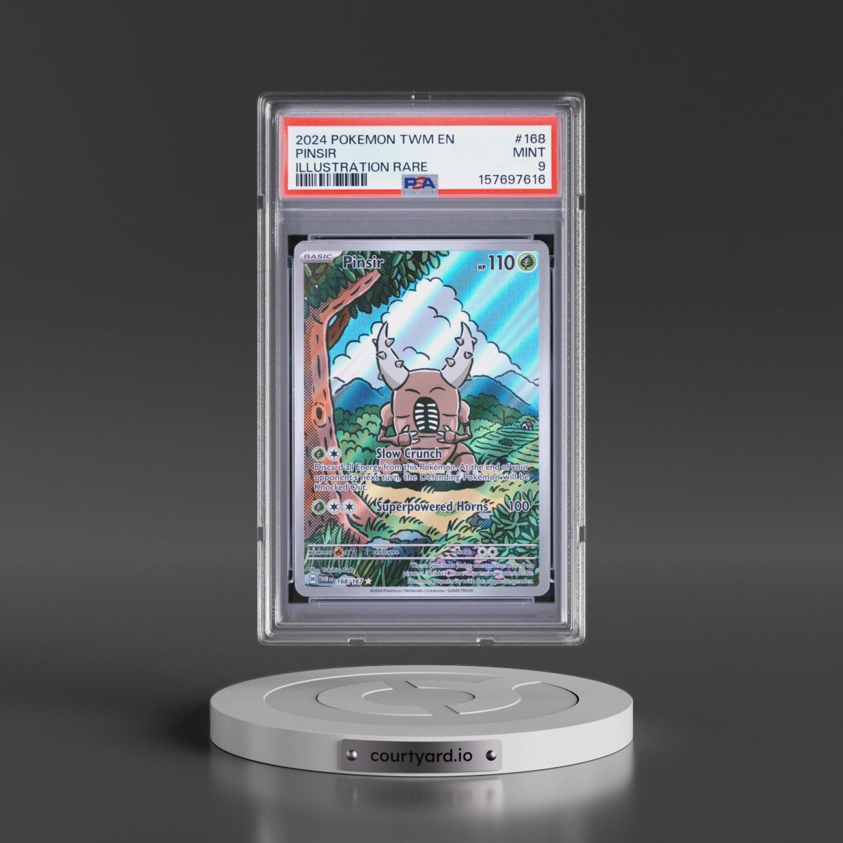 2024 Pokémon Twm EN-Twilight Masquerade #168 Pinsir - Illustration Rare (PSA 9 MINT)