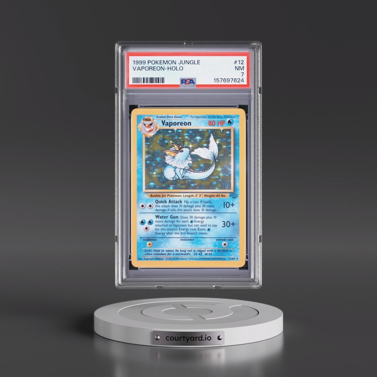 1999 Pokémon Jungle #12 Vaporeon - Holo (PSA 7 NM)