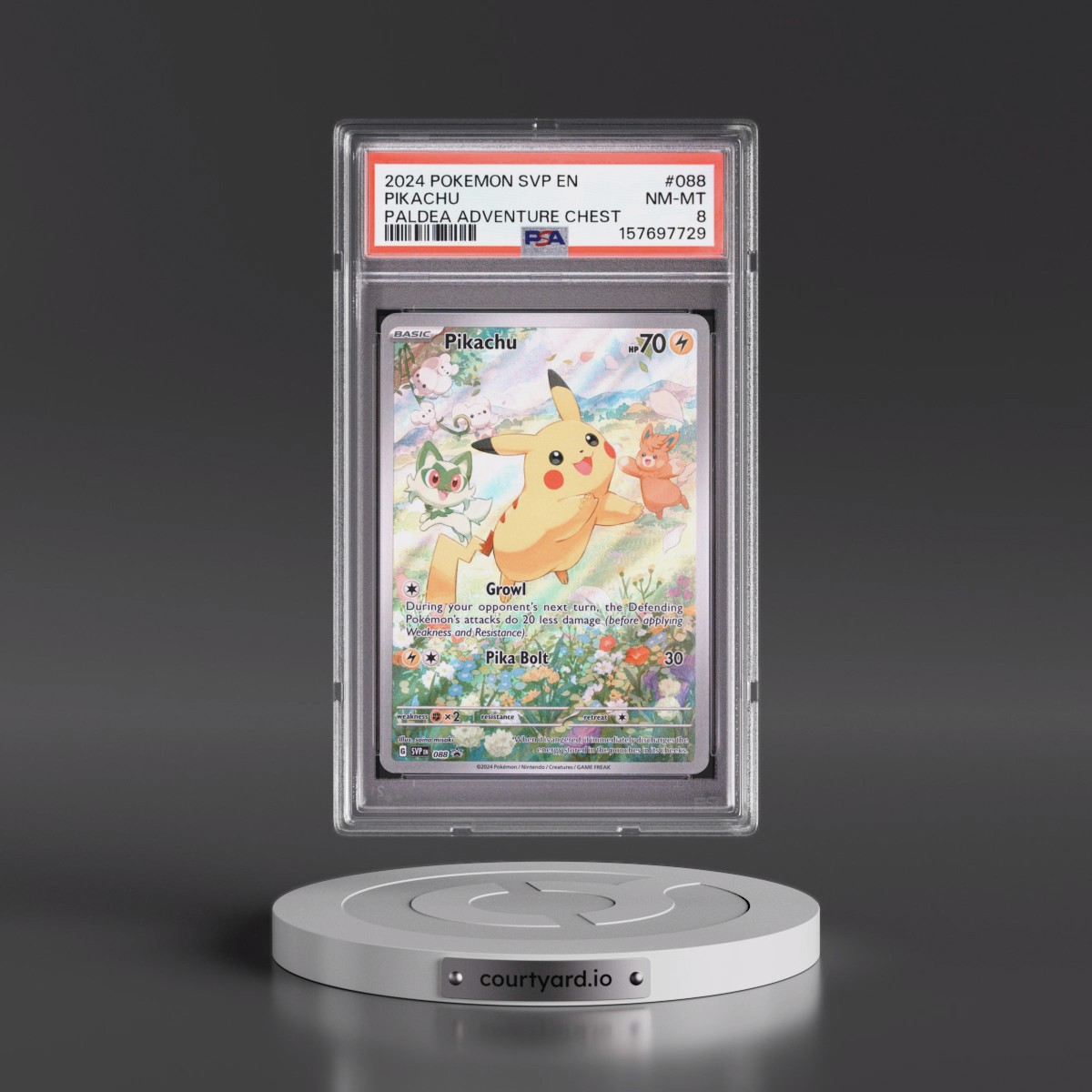 2024 Pokémon Svp EN-SV Black Star Promo #088 Pikachu - Paldea Adventure Chest (PSA 8 NM-MT)