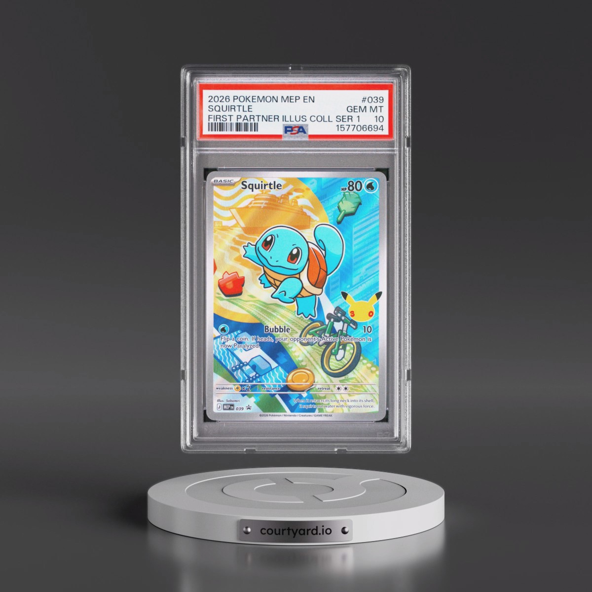 2026 Pokémon Mep EN-Me Black Star Promo #039 Squirtle - First Partner Illustration Collection Series 1 (PSA 10 GEM MINT)