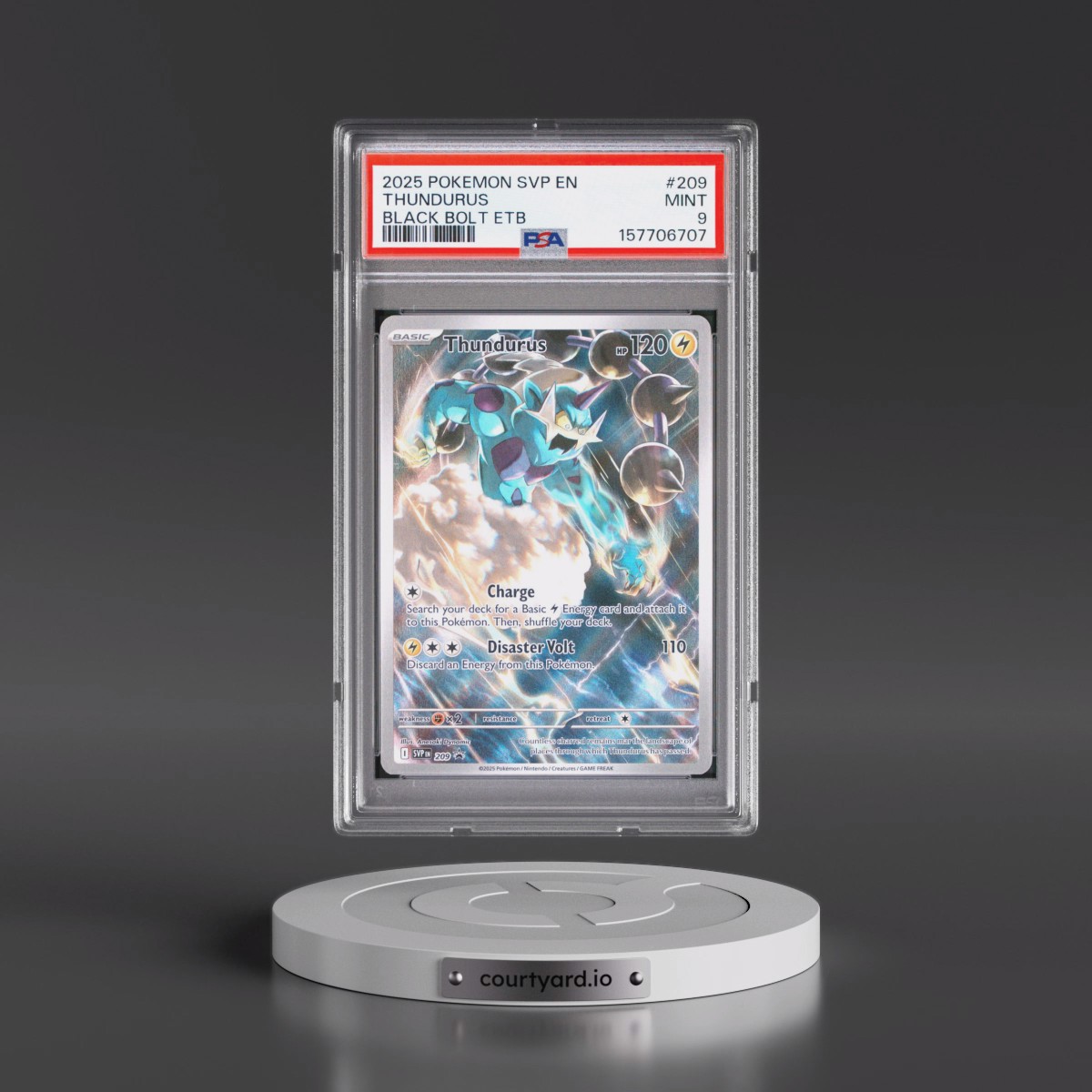 2025 Pokémon Svp EN-SV Black Star Promo #209 Thundurus - Black Bolt Elite Trainer Box (PSA 9 MINT)