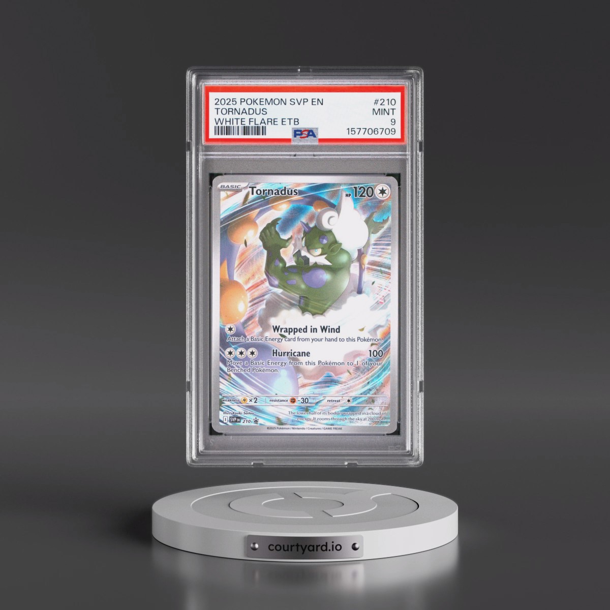 2025 Pokémon Svp EN-SV Black Star Promo #210 Tornadus - White Flare Elite Trainer Box (PSA 9 MINT)