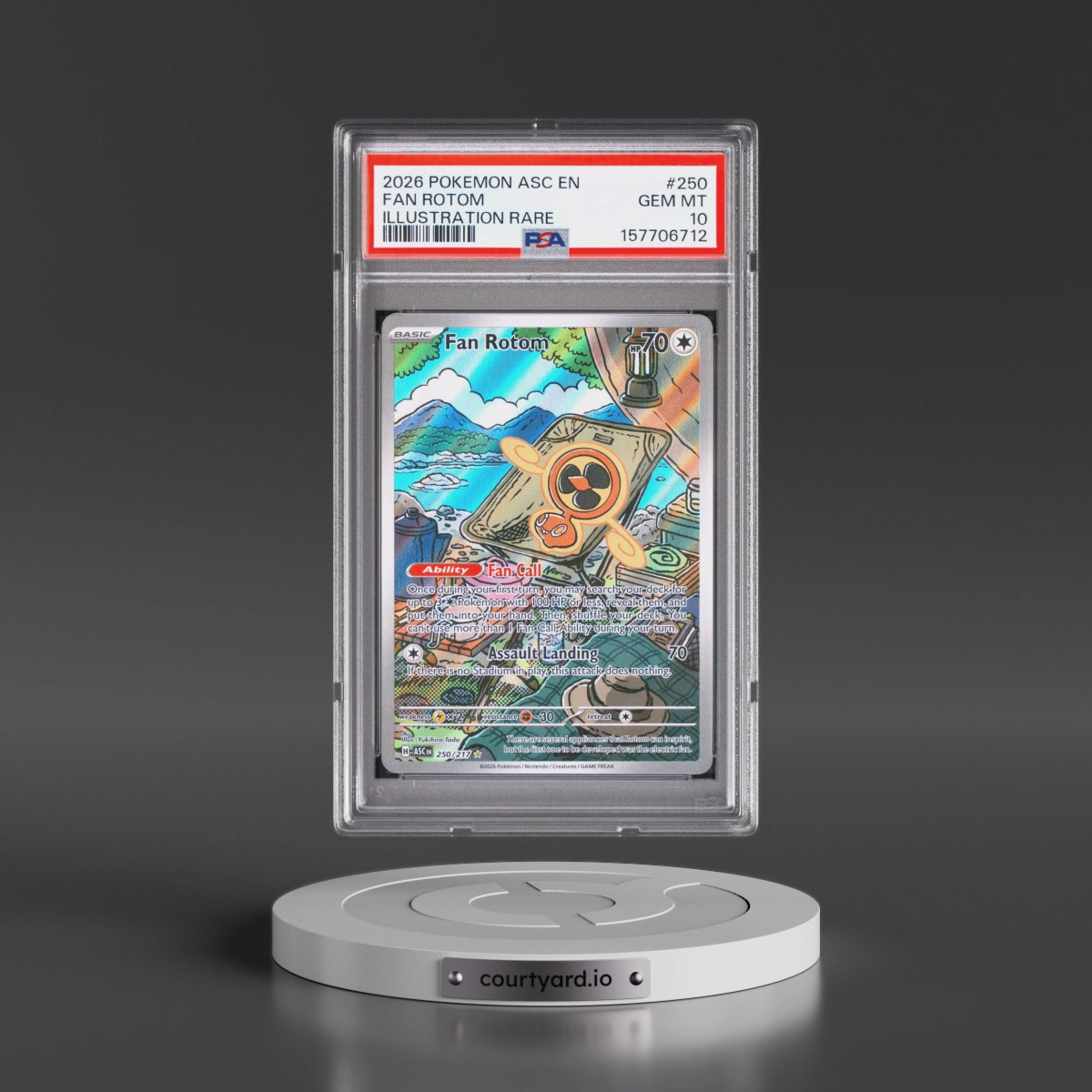 2026 Pokémon Asc EN-Ascended Heroes #250 Fan Rotom - Illustration Rare (PSA 10 GEM MINT)