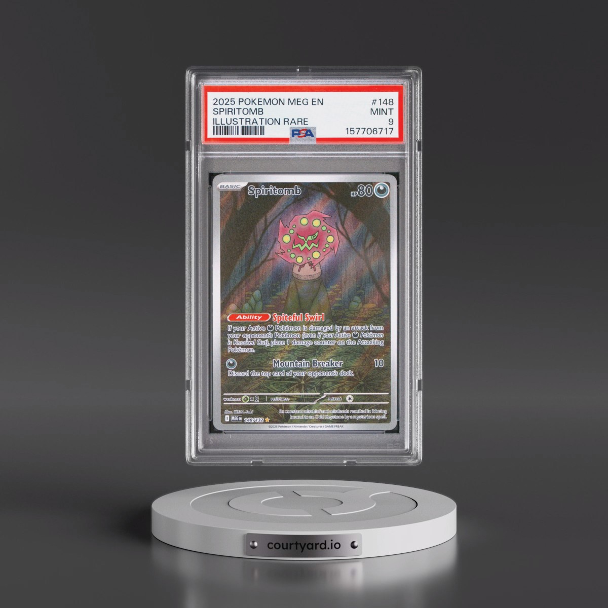 2025 Pokémon Meg EN-Mega Evolution #148 Spiritomb - Illustration Rare (PSA 9 MINT)