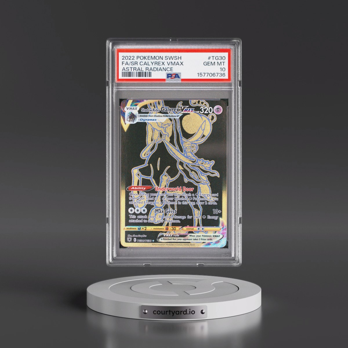 2022 Pokémon Sword & Shield Astral Radiance #TG30 Shadow Rider Calyrex Vmax - Full Art (PSA 10 GEM MINT)