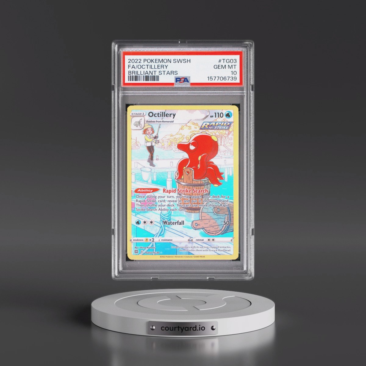 2022 Pokémon Sword & Shield Brilliant Stars #TG03 Octillery - Full Art (PSA 10 GEM MINT)