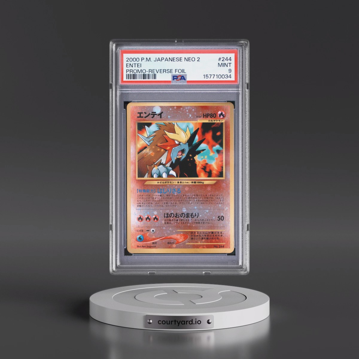 2000 Pokémon Neo 2 Promo #244 Entei - Reverse Foil (PSA 9 MINT)