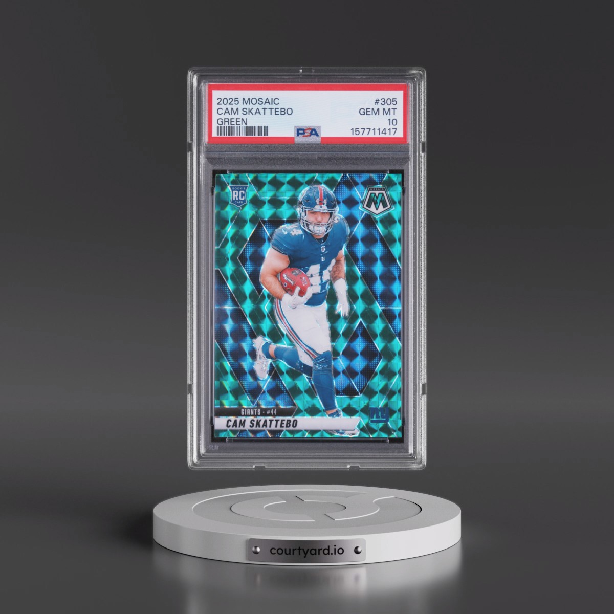 2025 Panini Mosaic #305 Cam Skattebo - Green (PSA 10 GEM MINT)