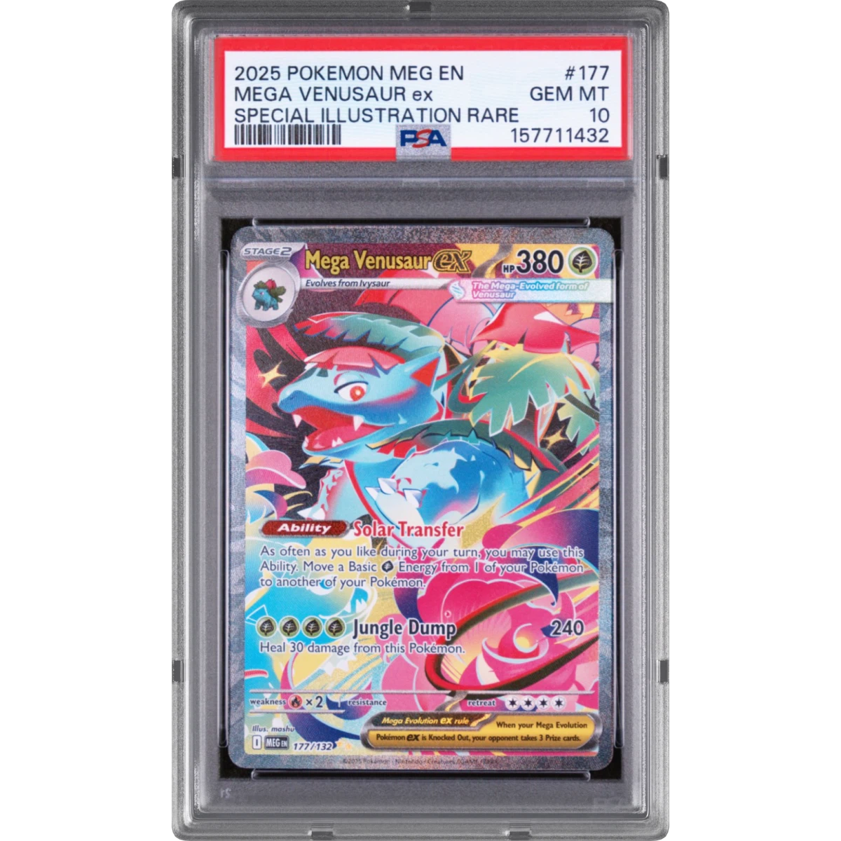 2025 Pokémon Meg EN-Mega Evolution #177 Mega Venusaur EX - Holo Special Illustration Rare (PSA 10 GEM MINT)