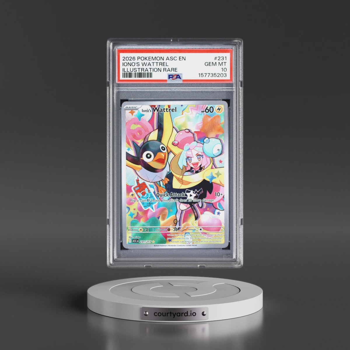 2026 Pokémon Asc EN-Ascended Heroes #231 Iono's Wattrel - Illustration Rare (PSA 10 GEM MINT)
