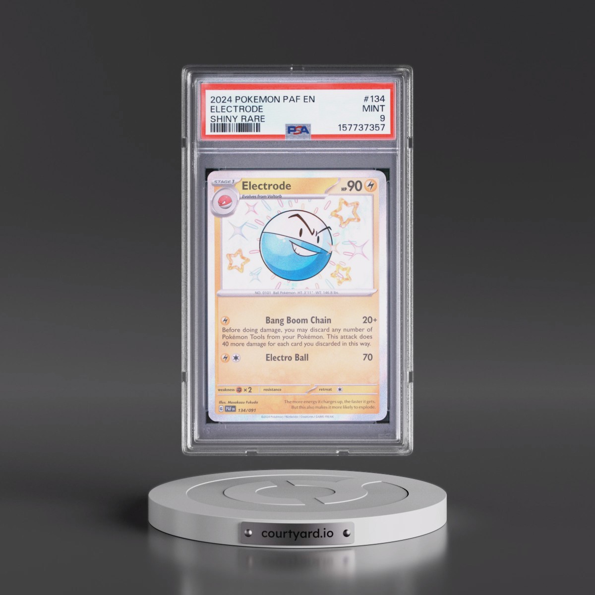 2024 Pokémon Paf EN-Paldean Fates #134 Electrode - Shiny Rare (PSA 9 MINT)