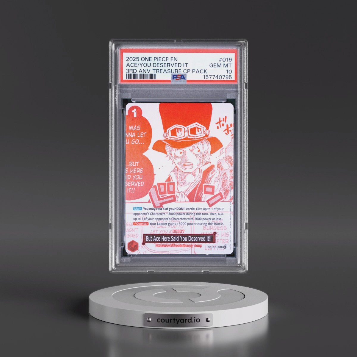 2025 One Piece 3rd Anniversary! One Piece Card Treasure Campaign Pack #019 But Ace Here Said You Deserved It!! (PSA 10 GEM MINT)