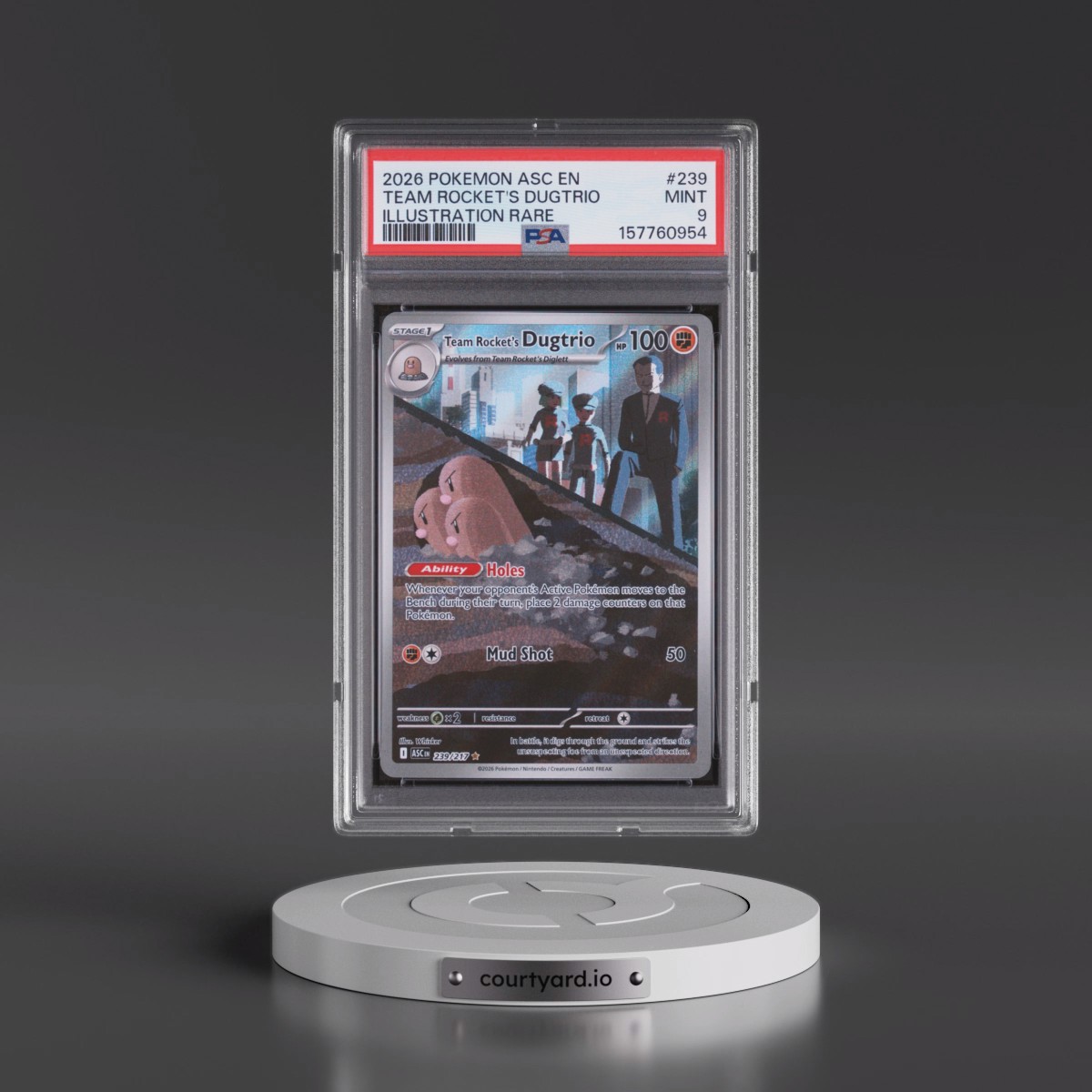 2026 Pokémon Asc EN-Ascended Heroes #239 Team Rocket's Dugtrio - Illustration Rare (PSA 9 MINT)