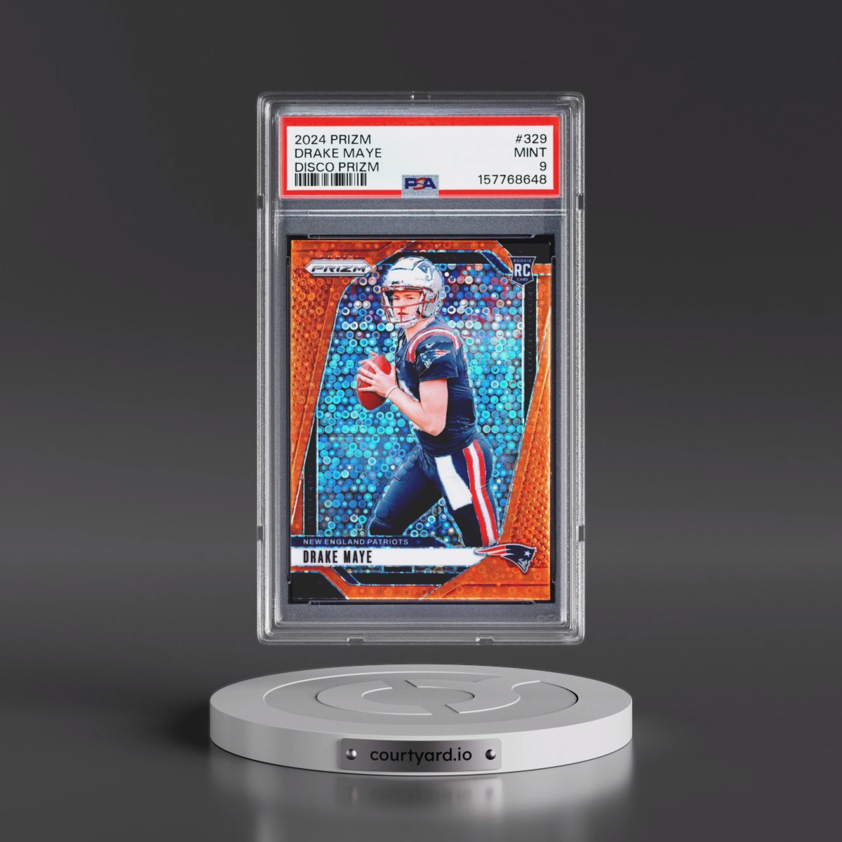 2024 Panini Prizm #329 Drake Maye - Disco Prizm (PSA 9 MINT)