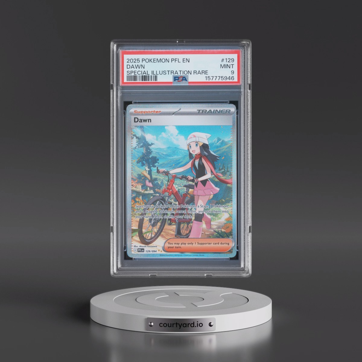 2025 Pokémon Pfl EN-Phantasmal Flames #129 Dawn - Special Illustration Rare (PSA 9 MINT)