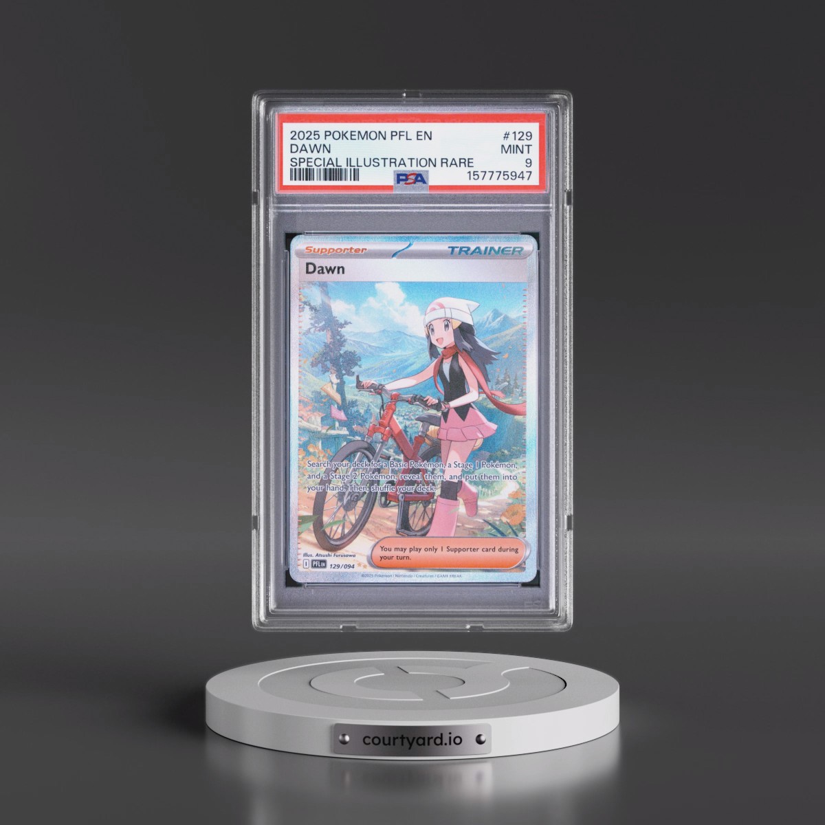 2025 Pokémon Pfl EN-Phantasmal Flames #129 Dawn - Special Illustration Rare (PSA 9 MINT)