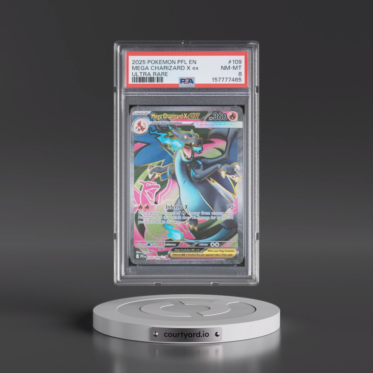 2025 Pokémon Pfl EN-Phantasmal Flames #109 Mega Charizard X EX - Holo Ultra Rare (PSA 8 NM-MT)