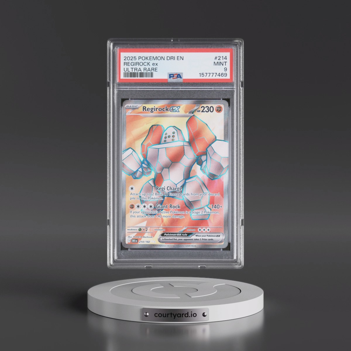 2025 Pokémon Dri EN-Destined Rivals #214 Regirock EX - Holo Ultra Rare (PSA 9 MINT)