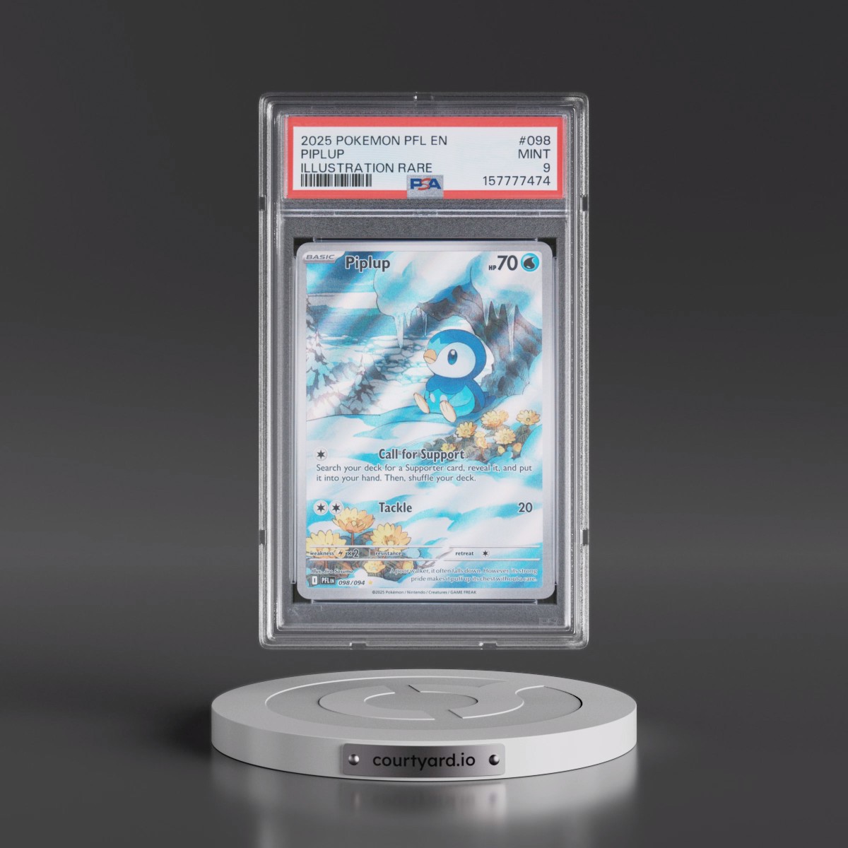 2025 Pokémon Pfl EN-Phantasmal Flames #098 Piplup - Illustration Rare (PSA 9 MINT)