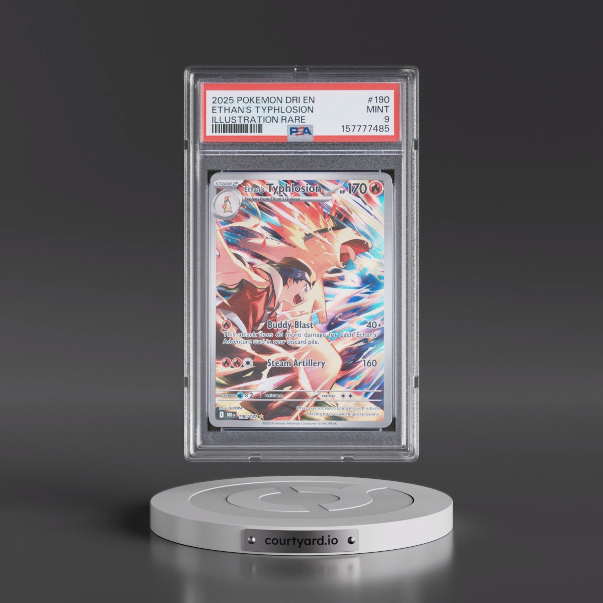 2025 Pokémon Dri EN-Destined Rivals #190 Ethan's Typhlosion - Illustration Rare (PSA 9 MINT)