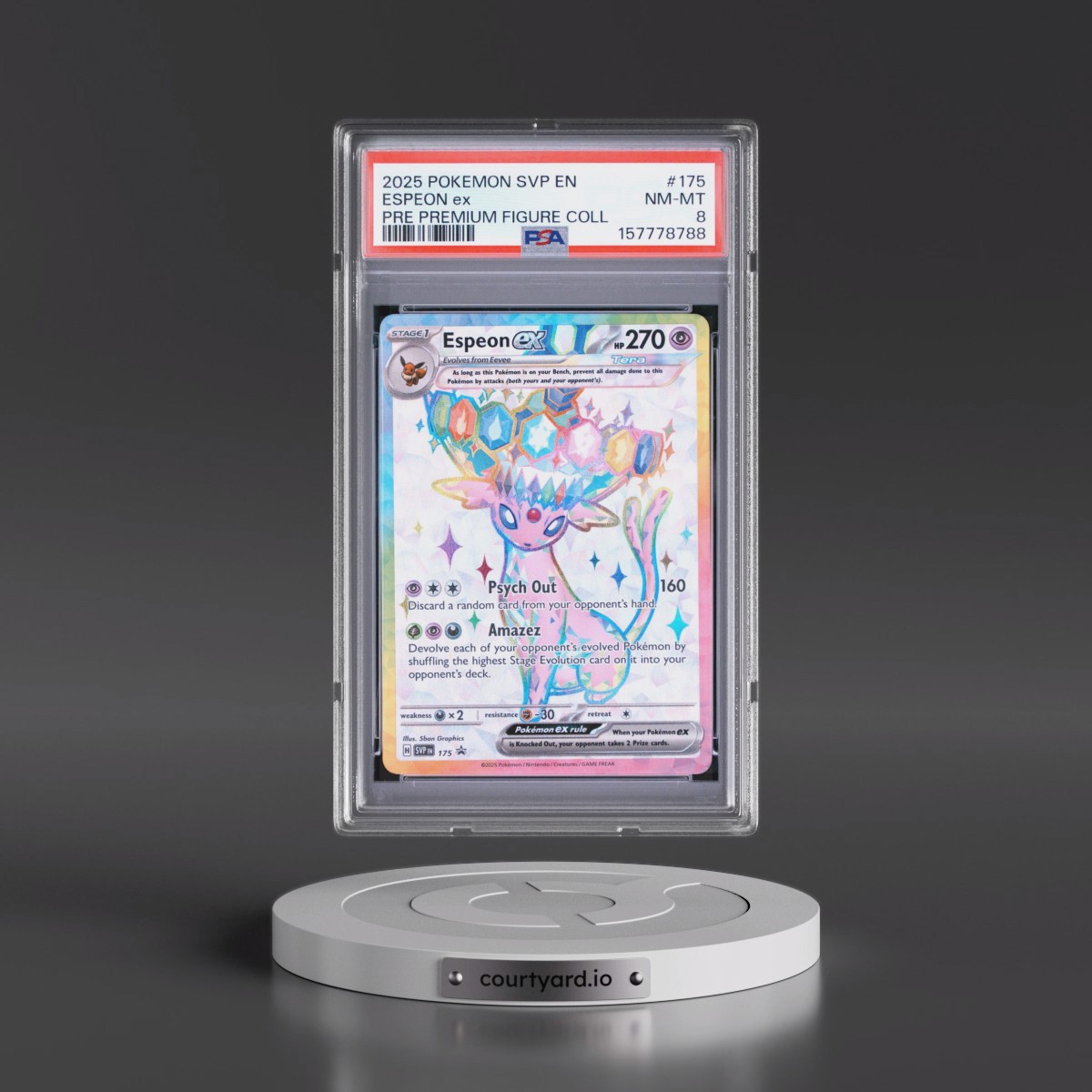 2025 Pokémon Svp EN-SV Black Star Promo #175 Espeon EX - Holo Prismatic Evolutions Premium Figure Collection (PSA 8 NM-MT)