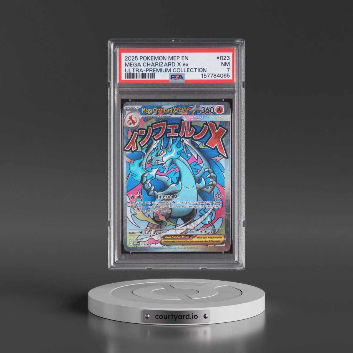 2025 Pokémon Mep EN-Me Black Star Promo #023 Mega Charizard X EX - Holo Mega Charizard X EX Ultra-Premium Collection (PSA 7 NM)