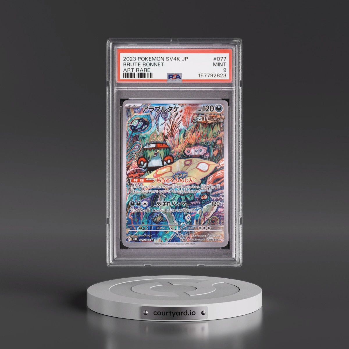 2023 Pokémon Sv4k-Ancient Roar #077 Brute Bonnet - Art Rare (PSA 9 MINT)