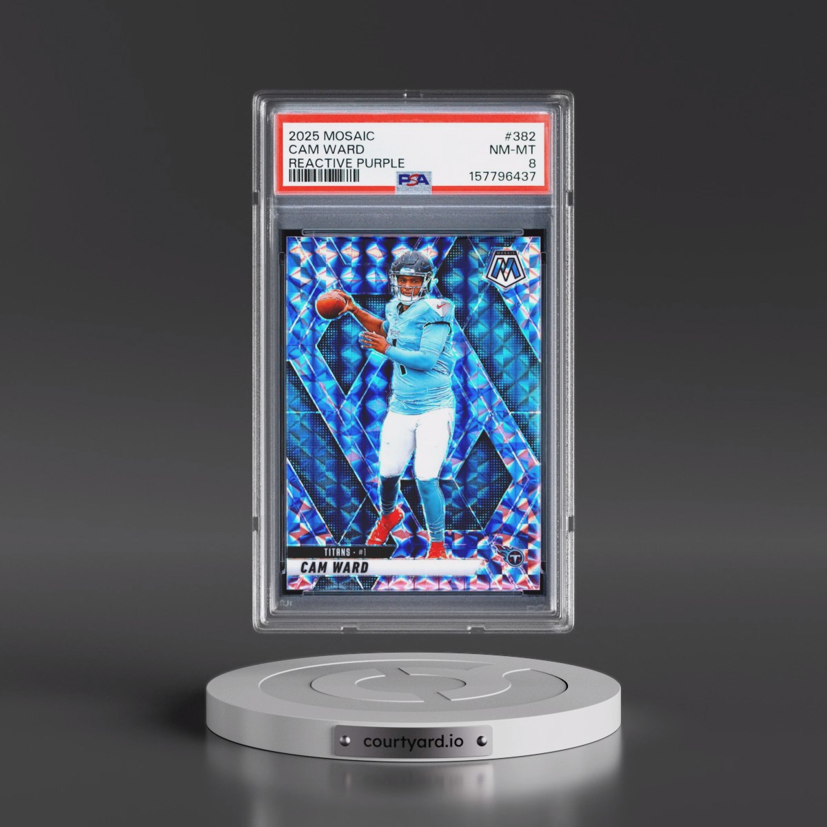 2025 Panini Mosaic Cam Ward - Reactive Purple #382 PSA 8