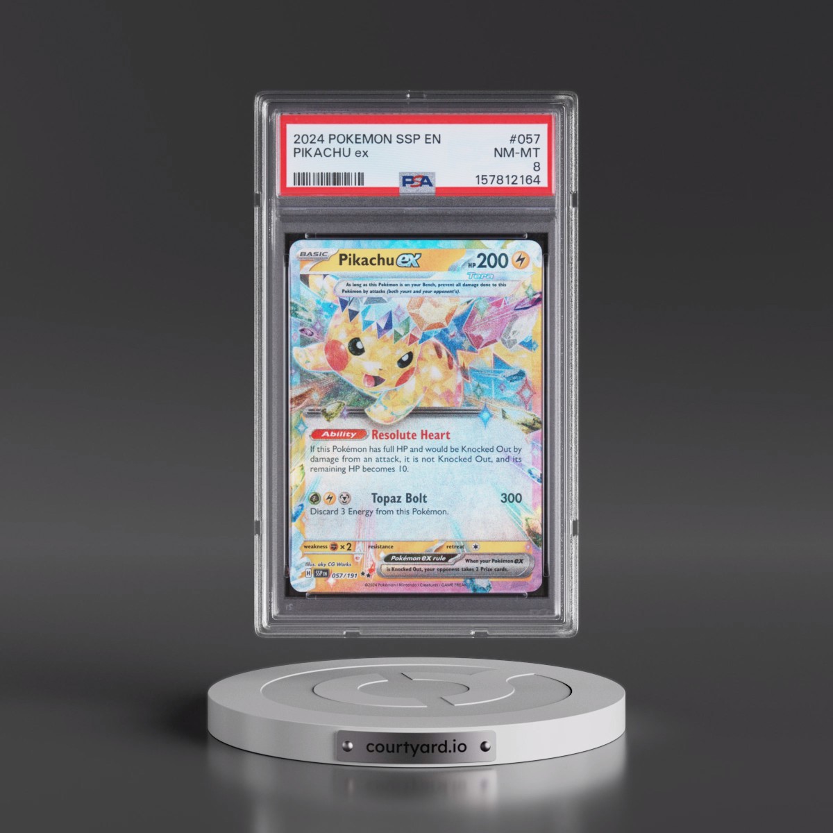 2024 Pokémon Ssp EN-Surging Sparks #057 Pikachu EX - Holo (PSA 8 NM-MT)