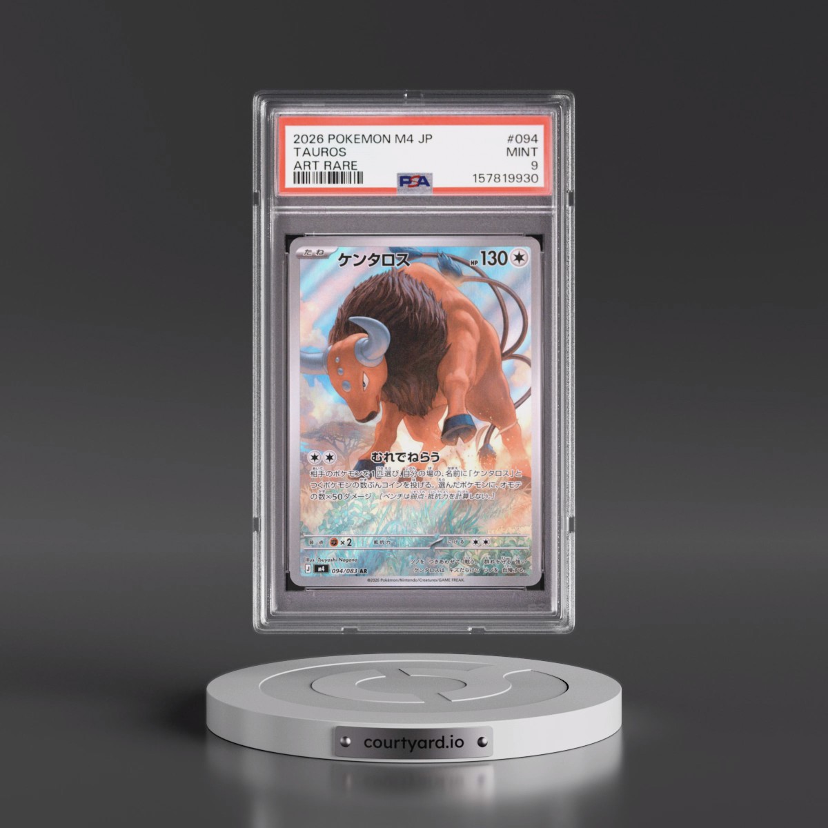 2026 Pokémon M4-Ninja Spinner #094 Tauros - Art Rare (PSA 9 MINT)