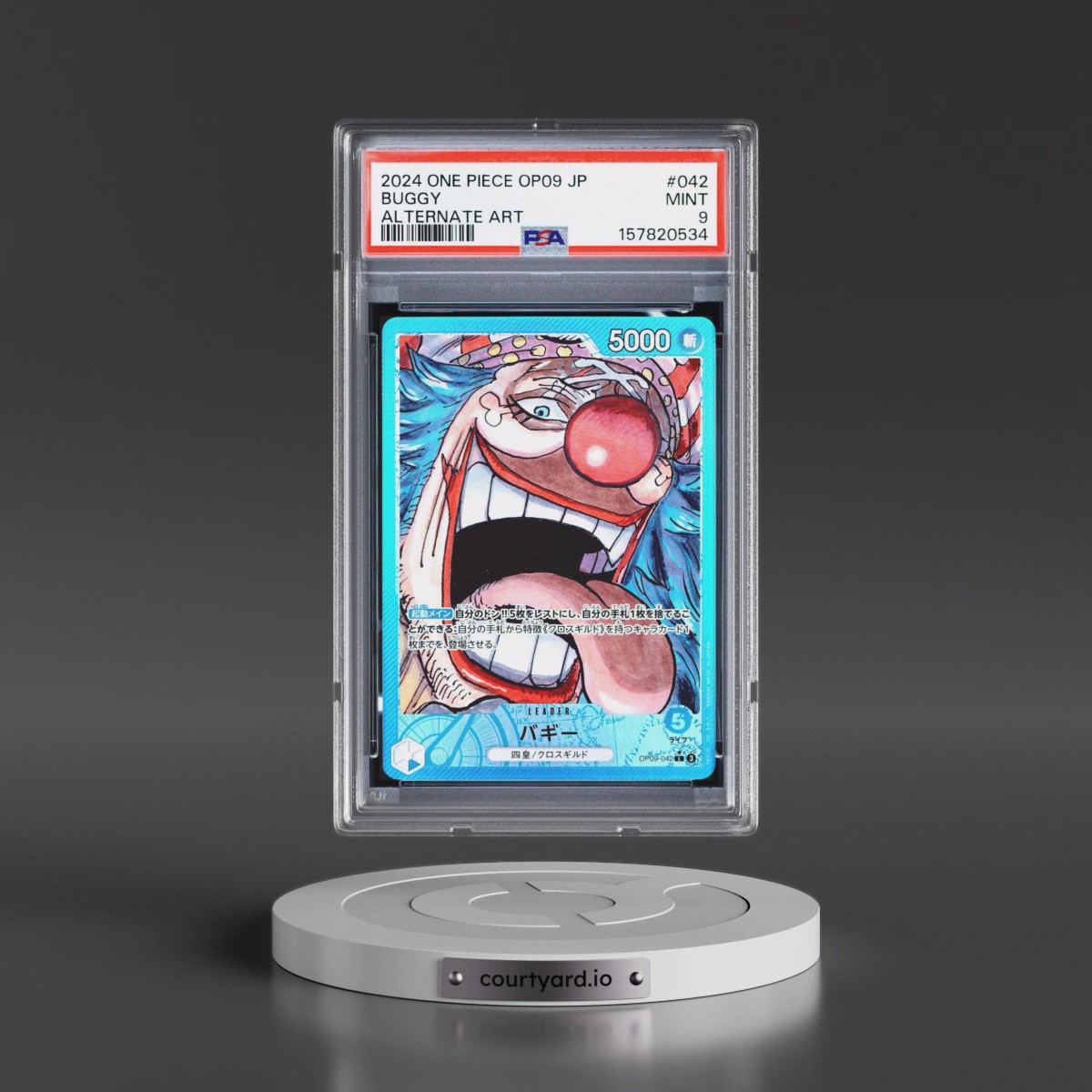 2024 One Piece Japanese OP09-Emperors in the New World #042 Buggy - Alternate Art (PSA 9 MINT)