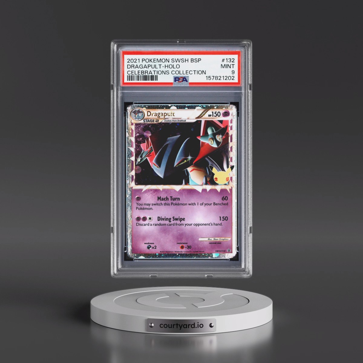 2021 Pokémon Swsh Black Star Promo #132 Dragapult - Holo Celebrations Collection (PSA 9 MINT)