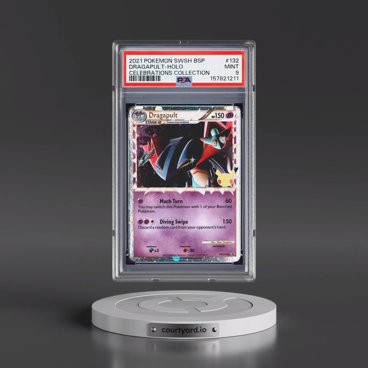 2021 Pokémon Swsh Black Star Promo #132 Dragapult - Holo Celebrations Collection (PSA 9 MINT)
