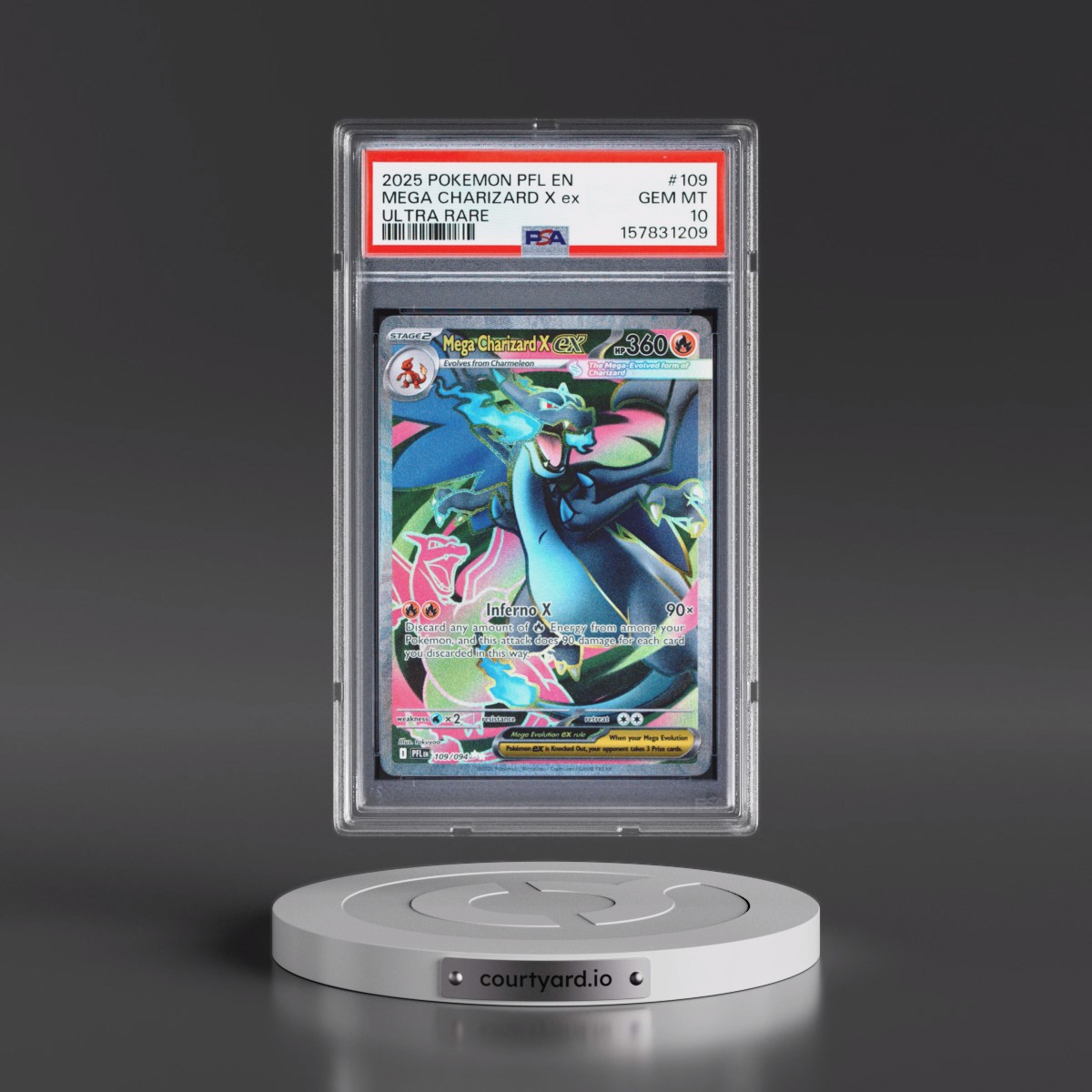 2025 Pokémon Pfl EN-Phantasmal Flames #109 Mega Charizard X EX - Holo Ultra Rare (PSA 10 GEM MINT)
