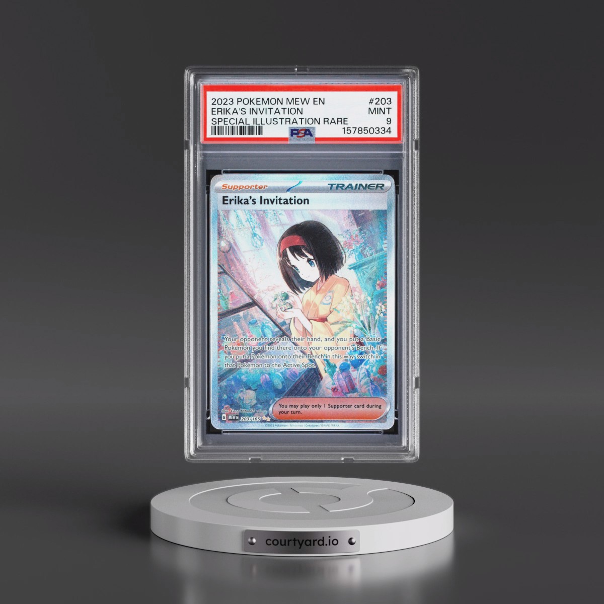 2023 Pokémon Mew EN-151 #203 Erika's Invitation - Special Illustration Rare (PSA 9 MINT)