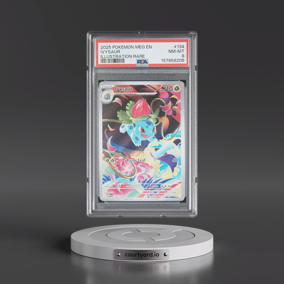 2025 Pokémon Meg EN-Mega Evolution #134 Ivysaur - Illustration Rare (PSA 8 NM-MT)